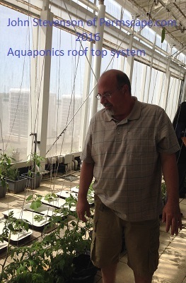 Photo of John Stevenson - Aquaponics greenhouse project - 2016 Hybrid System fertilized by fish waste – Posted to Permaculture Global 